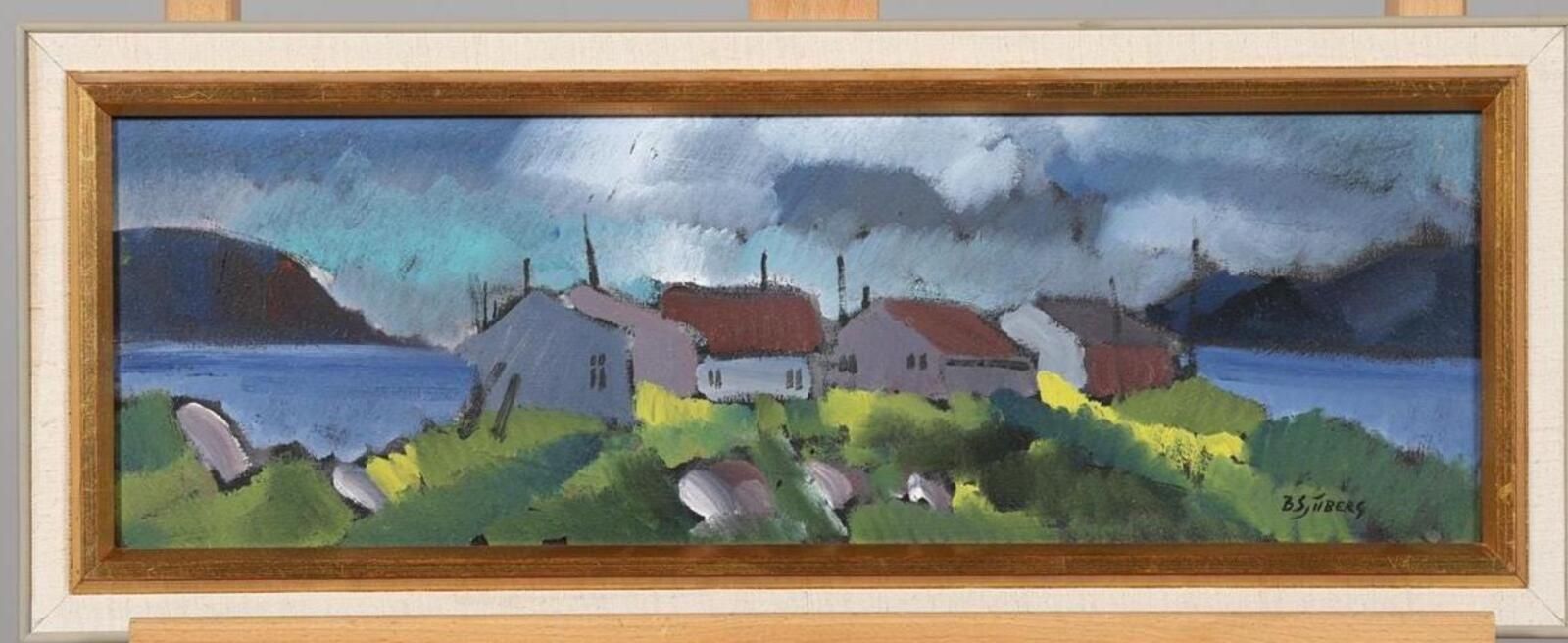 Original Swedish Oil On Panel – “Huts” By Bo Sjööberg