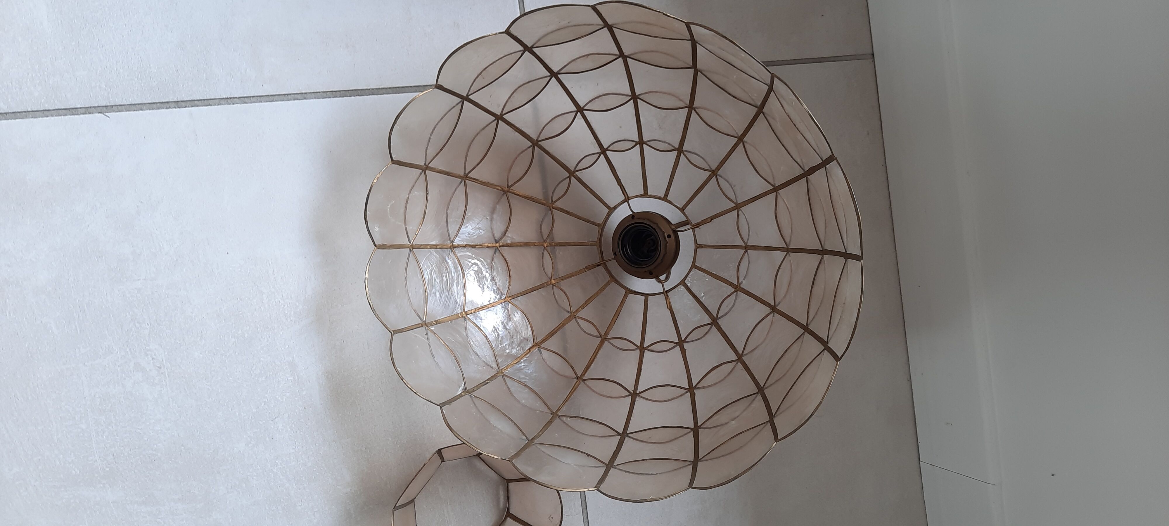 Mother-of-pearl and brass chandelier