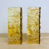 Pair of vintage amber resin wall lamps