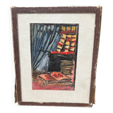 Miniature drawing under glass