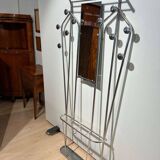 Art Deco Coat Rack & Mirror in Tubular Aluminum, France, 1930