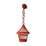 Hanging rattan bird cage orange vintage