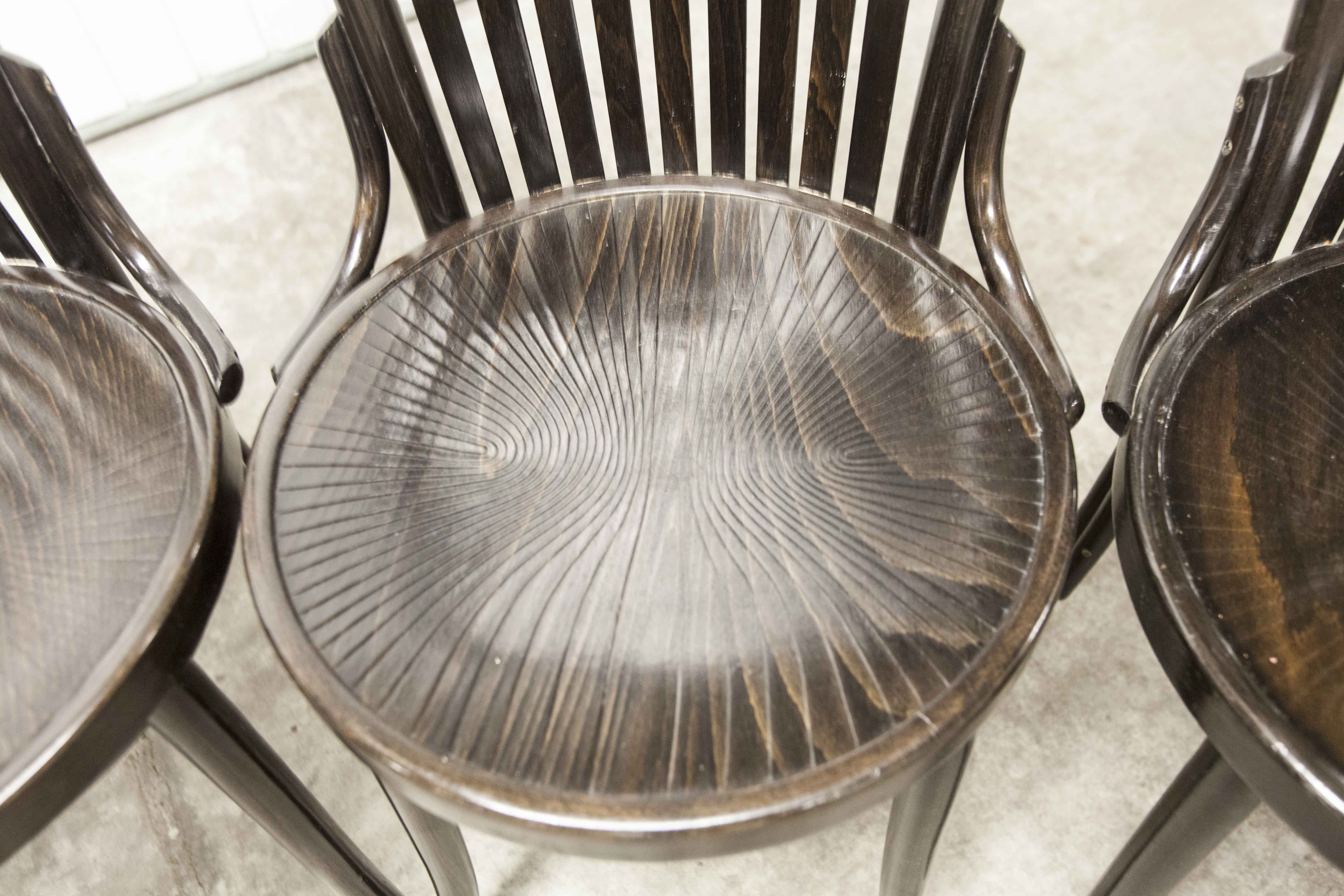 Set of 6 chairs Bistrot Baumann ref 22 curved wood