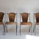 Set de 4 chaises vintage en métal et osier