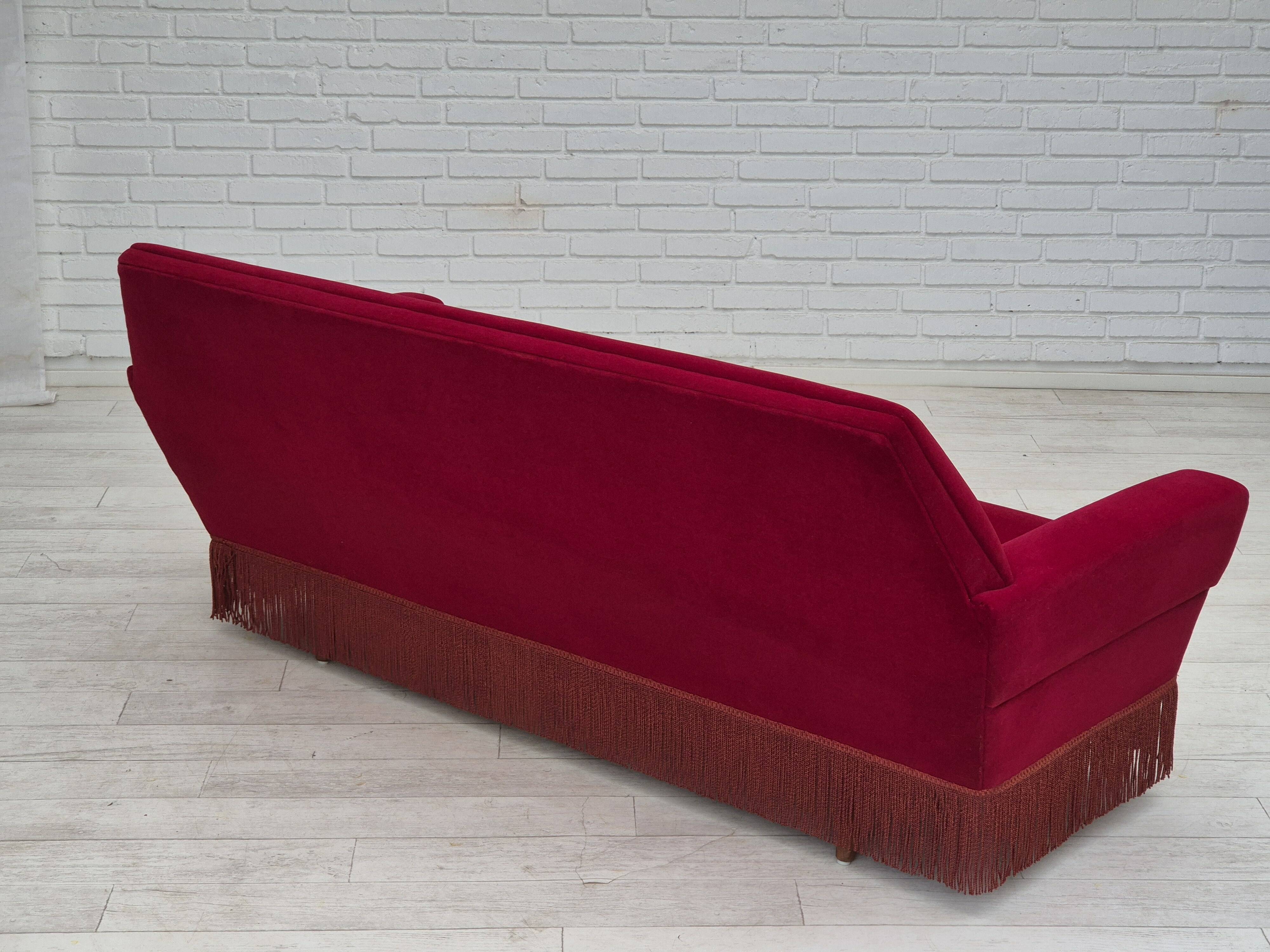 1970s, Danish 3 seater sofa by Ryesberg Møbler, original condition, velour fabric.