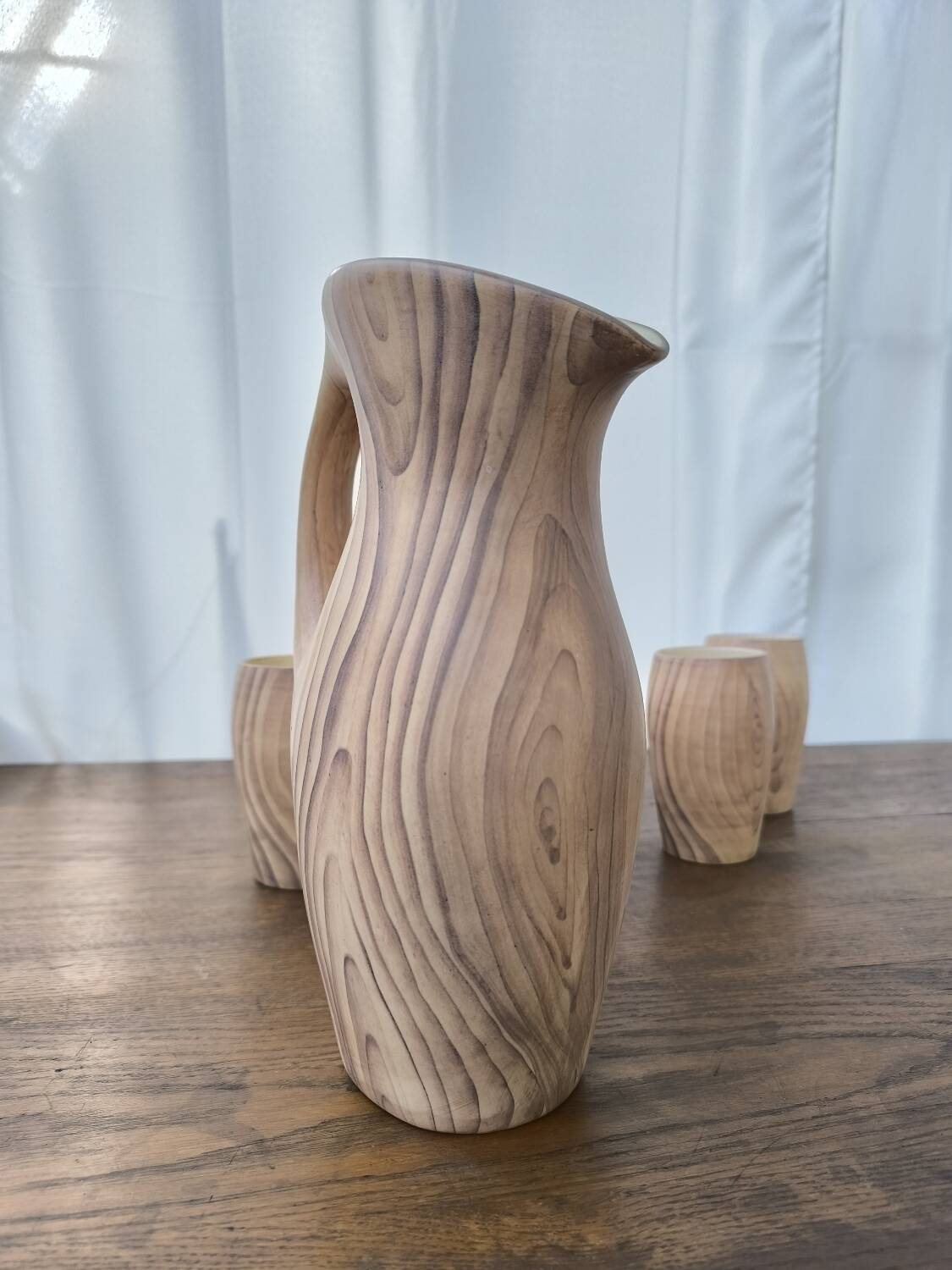 Ceramic pitcher and glasses by Grandjean Jourdan, Vallauris
