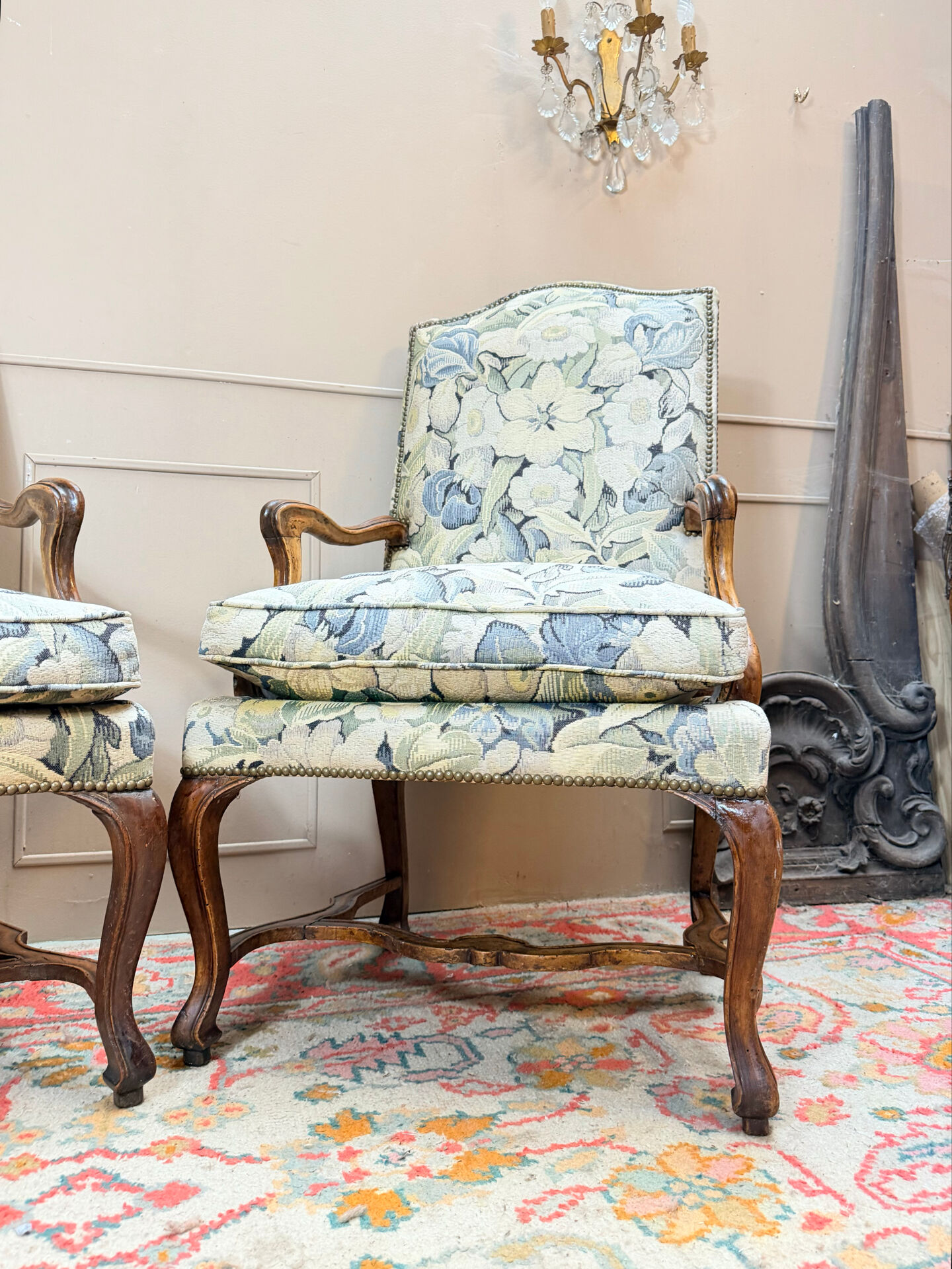 PAIR OF WALNUT ARMCHAIRS FROM THE LOUIS XV XVIII CENTURY