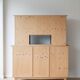Vintage 1950s Mado sideboard - two sections - patinated wood & art deco glass