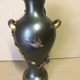 Large Art Nouveau vase in patinated and gilded metal period 1880 1900