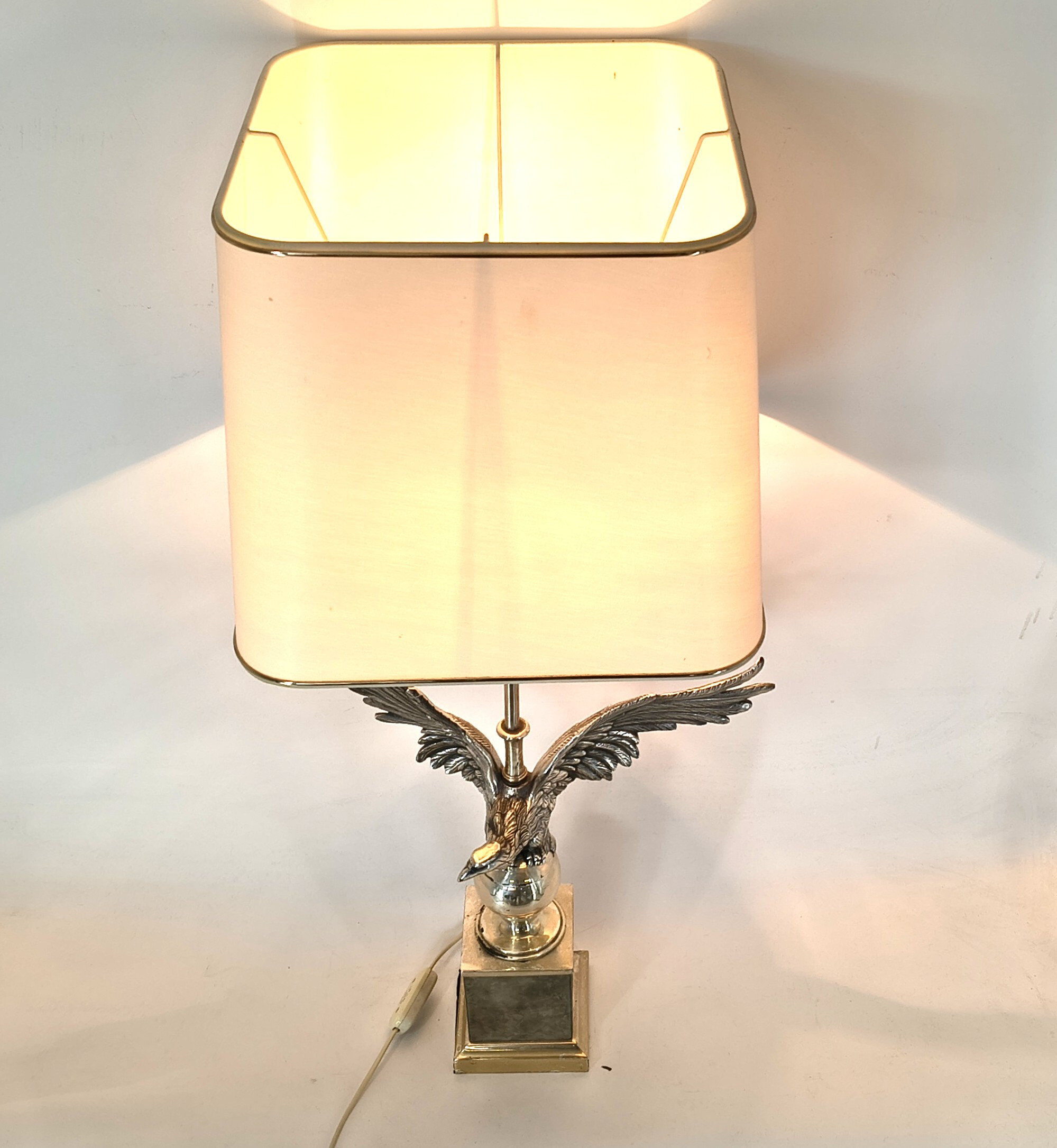 Pair of nickel eagle table lamps by Loevsky and Loevsky, 1970s