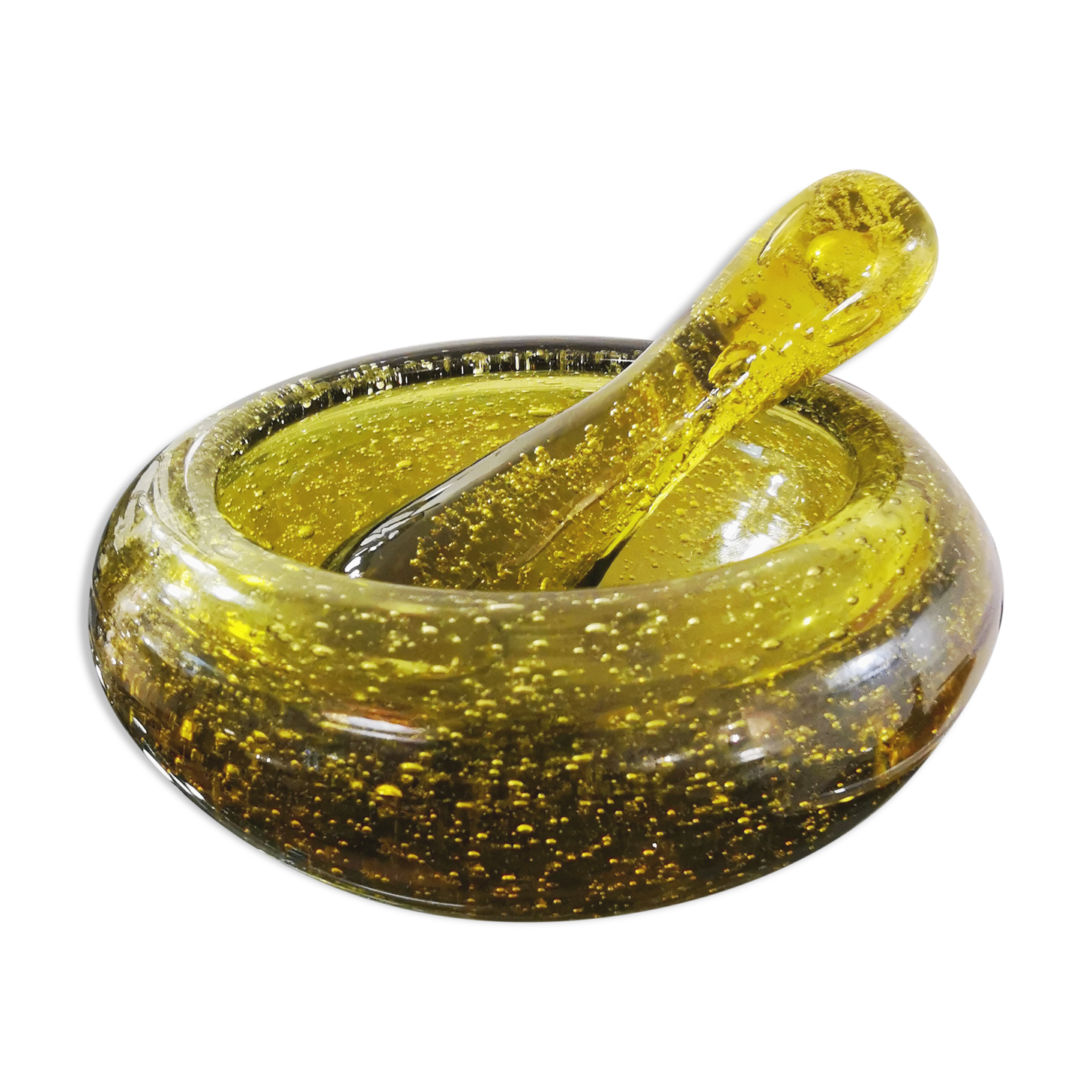 Vintage mortar and pestle from the glassworks of Biot 70s