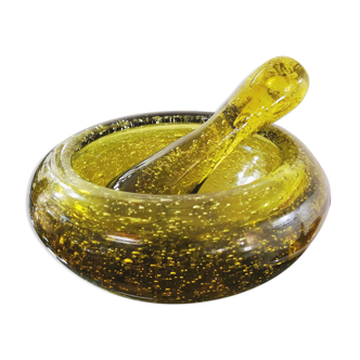 Vintage mortar and pestle from the glassworks of Biot 70s
