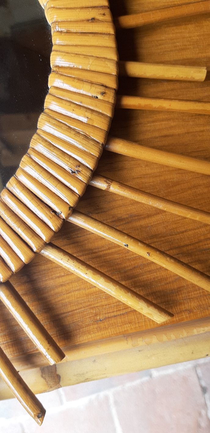 Vintage rattan sun mirror 36cm