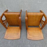 2 colonial bamboo and teak armchairs
