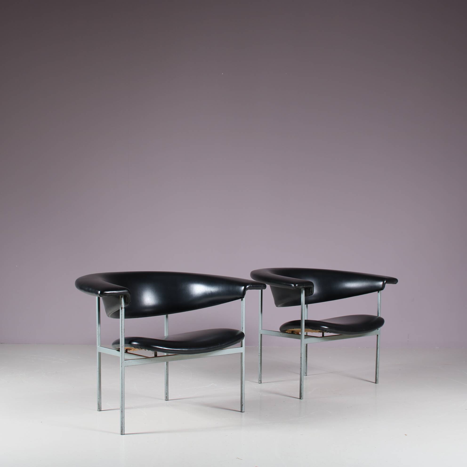 1960s Pair of “Meander Gamma” Chairs by Rudolf Wolf for Gaasbeek & Van Tiel, Netherlands