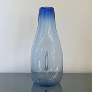 Beautiful Vintage Murano Modern Vase, Blue and Clear Glass, 1970's