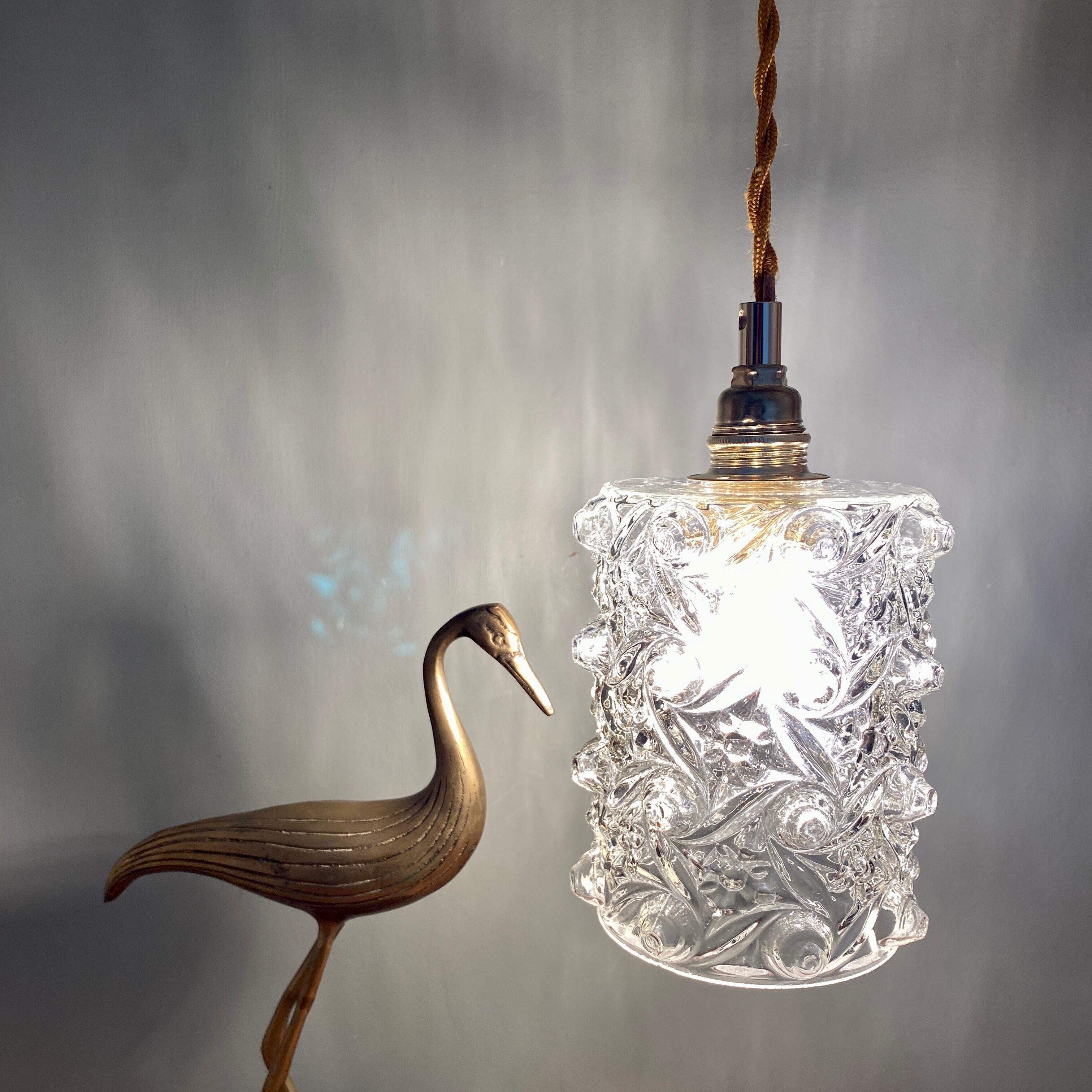 Vintage molded glass globe walker