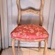Wooden chair with varnished wood and red satin brocade fabric, 1920