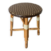 Rattan stool and woven vinyl seat from the 60s