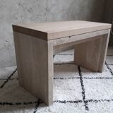 Oak and travertine coffee table
