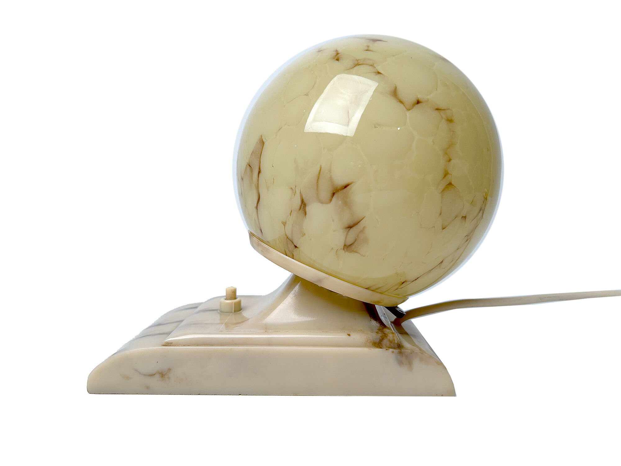 Vintage Art Deco Table Lamp, 40 years, Bakelite Melamine Opaline Marble
