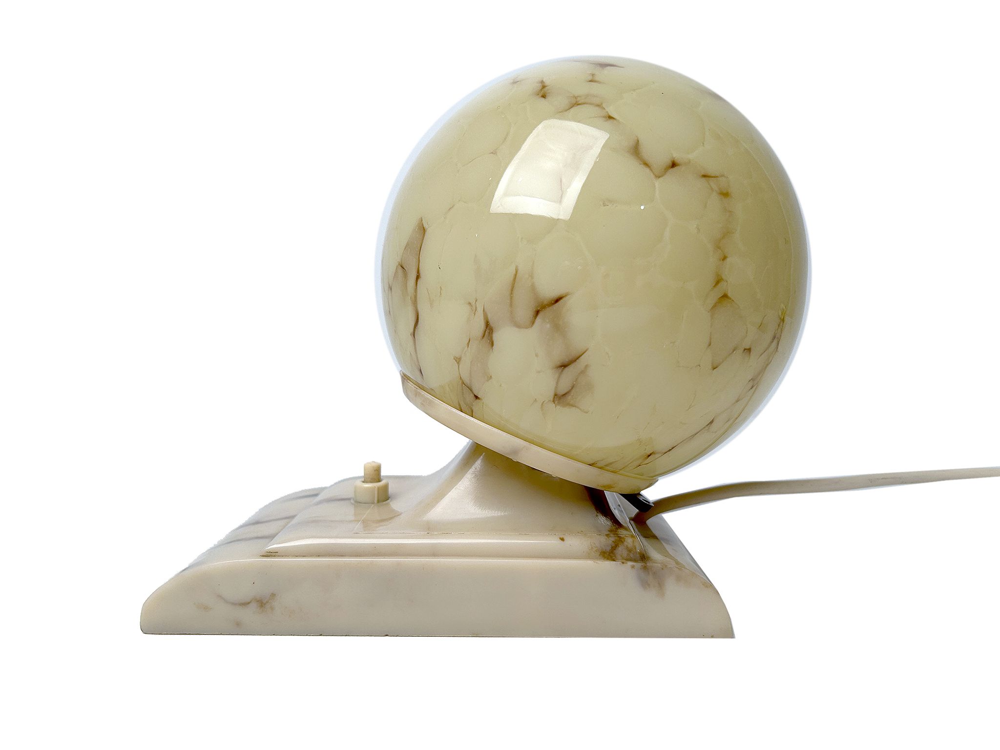 Vintage Art Deco Table Lamp, 40 years, Bakelite Melamine Opaline Marble