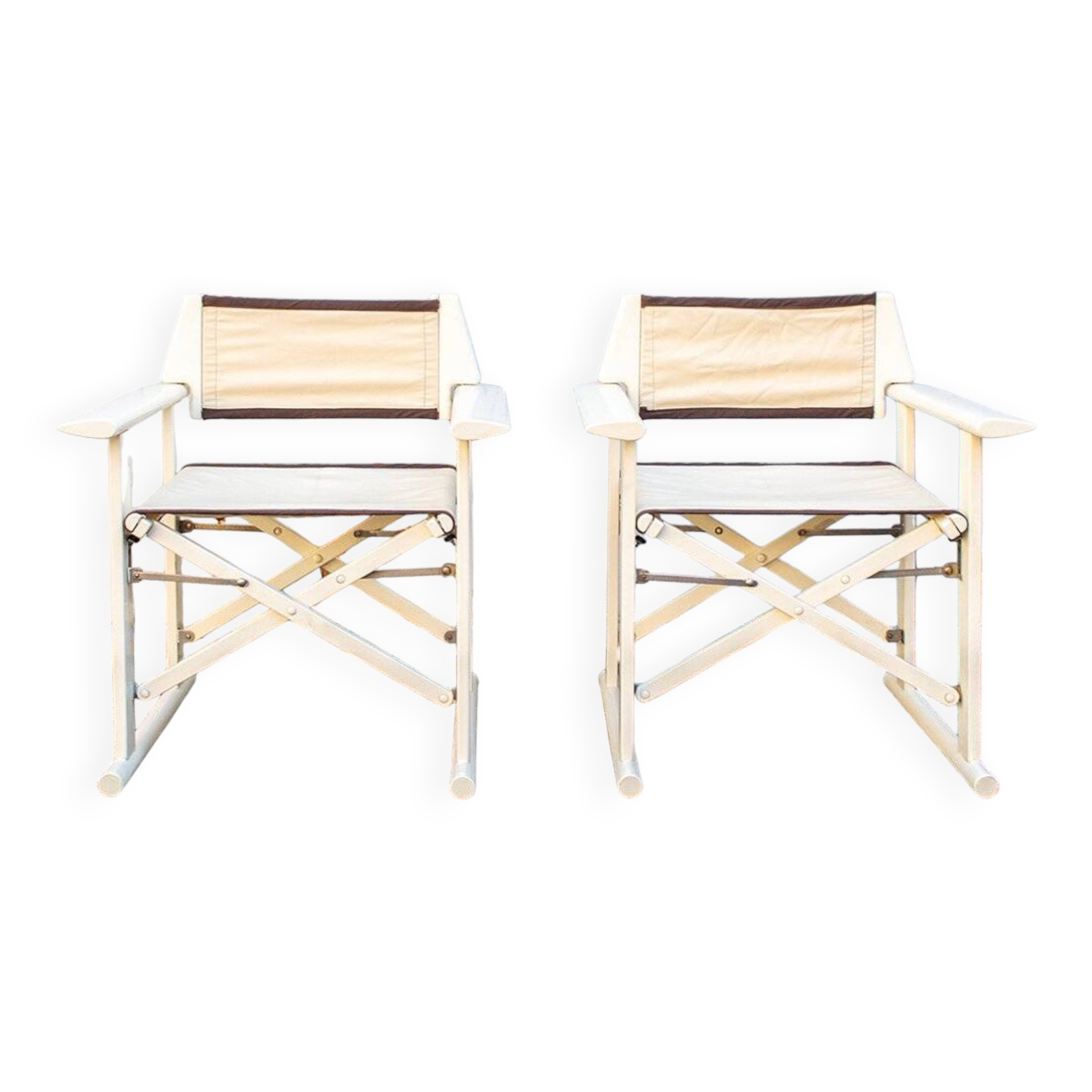 White lacquered wooden folding chairs by Carlo Hauner for Fratelli Reguitti, 1968, set of 2.