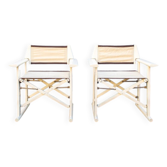 White lacquered wooden folding chairs by Carlo Hauner for Fratelli Reguitti, 1968, set of 2.
