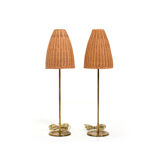 Paire de lampes de table mid century avec stores en osier by LYFA
