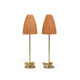 Pair of mid century table lamps with wicker shades by lyfa