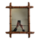 Turned wooden mirror in imitation of bamboo, mid-century, 47 cm x 59 cm