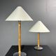 Set of 2 pencil reed rattan bamboo and chrome table lamps, 1980s