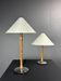 Set of 2 pencil reed rattan bamboo and chrome table lamps, 1980s
