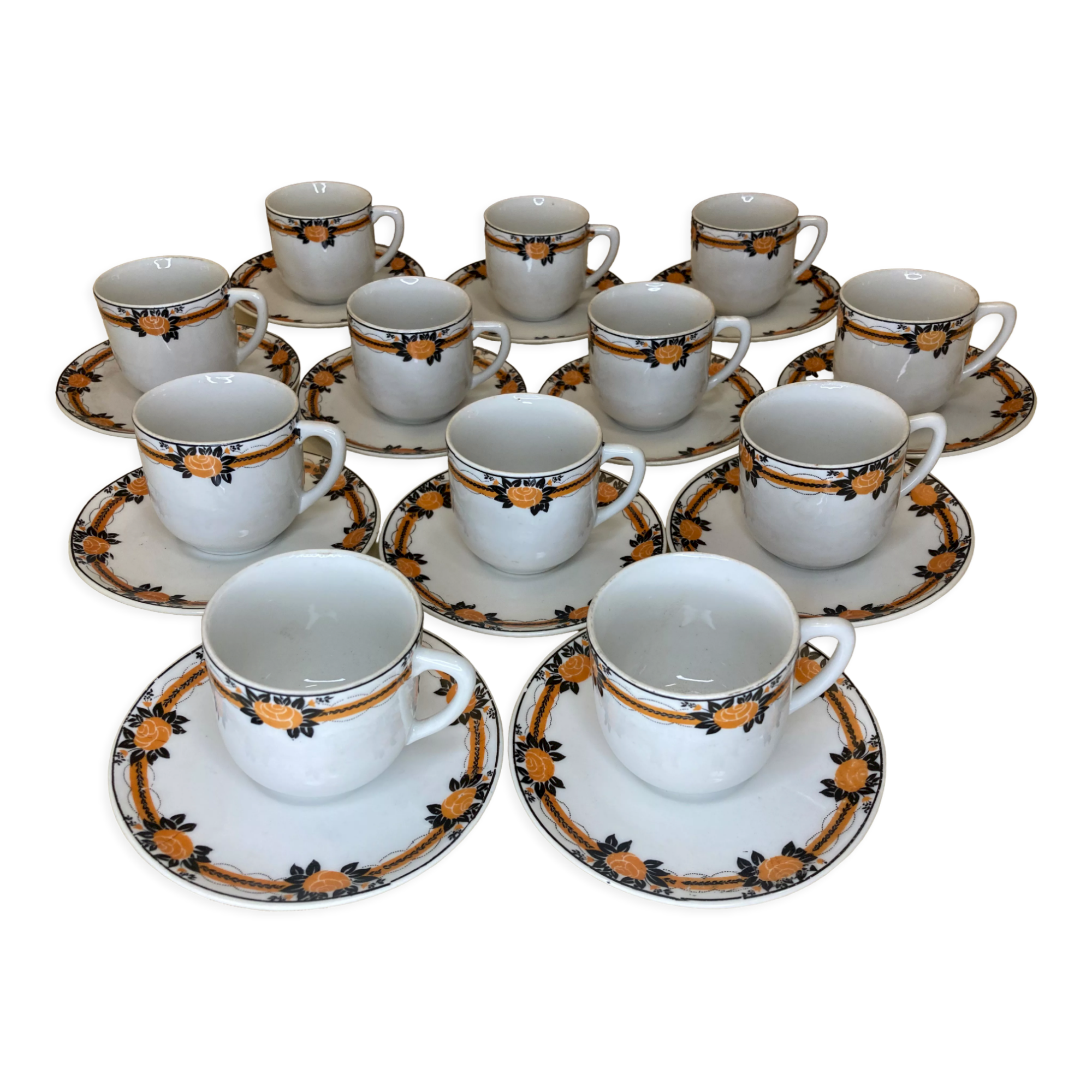 Service à café porcelaine de Ste Foy Limosa, 12 tasses avant 1960