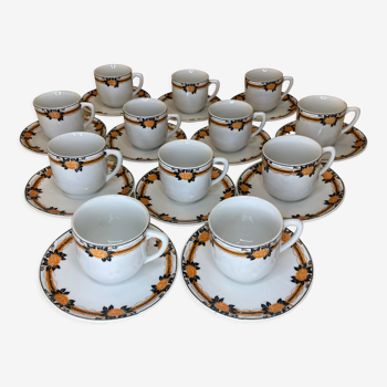 Service à café porcelaine de Ste Foy Limosa, 12 tasses avant 1960