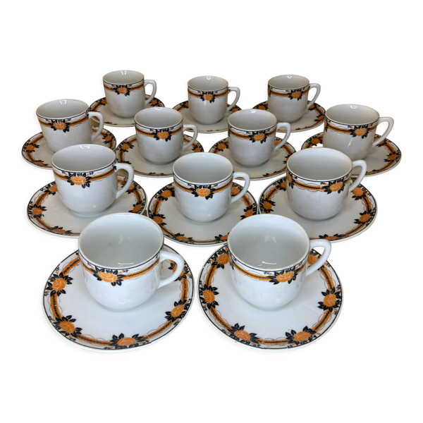 Service à café porcelaine de Ste Foy Limosa, 12 tasses avant 1960