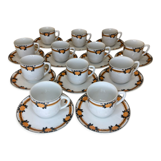 Porcelain coffee set of St Foy Limosa, 12 cups before 1960