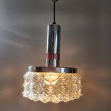 Vintage space age lamp, chromé afwerking en glazen lampenkap, jaren 1960