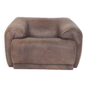 Fauteuil de salon en cuir de buffle de style De Sede, années 1960