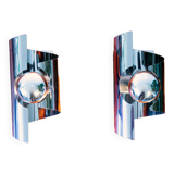 Pair of twisted wall lamps, chromed steel, year 70