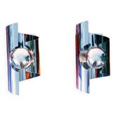Pair of twisted wall lamps, chromed steel, year 70