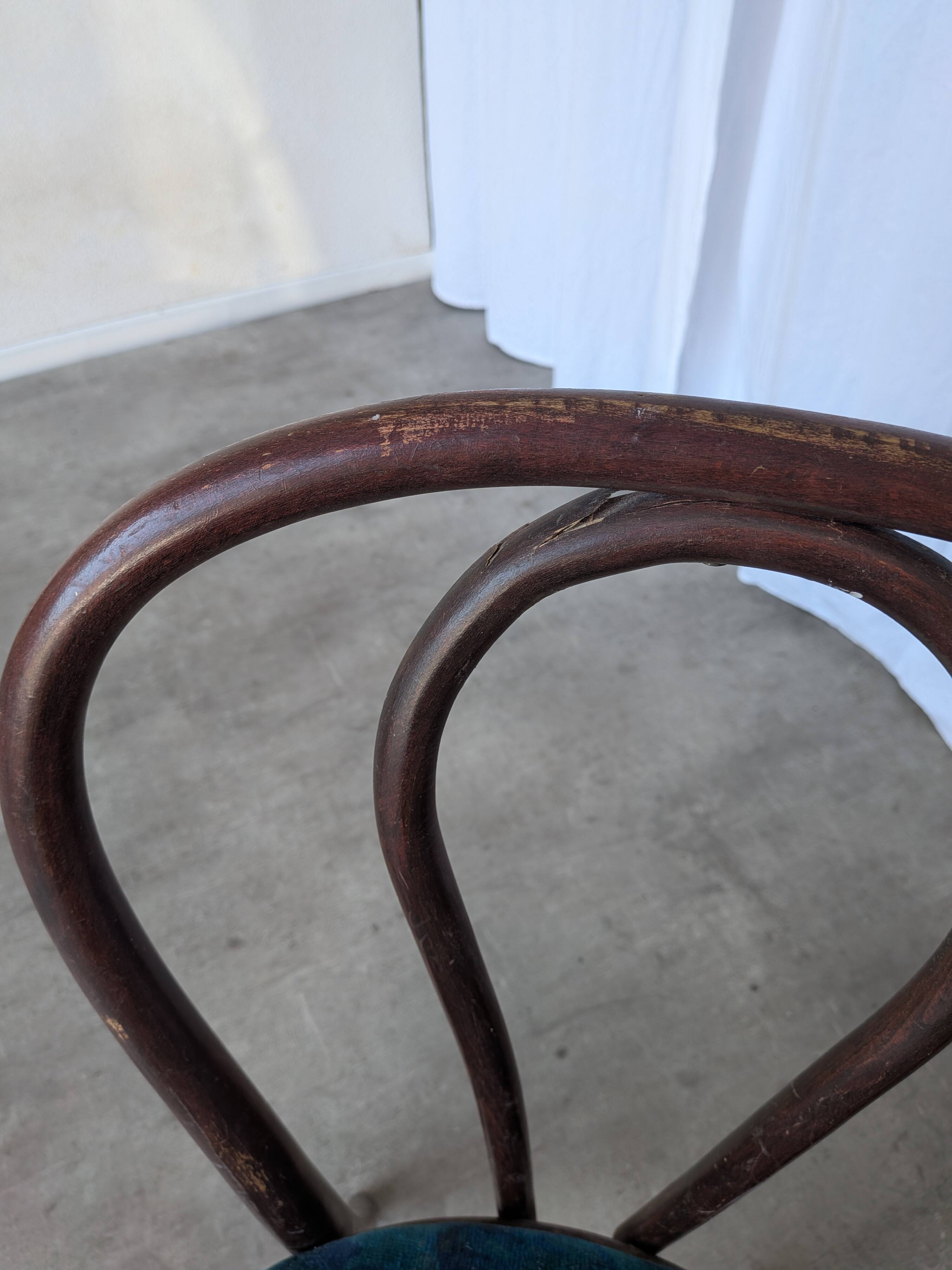 Vintage Bentwood Chair with Upholstered Seat / Thonet Style Dining Chair /