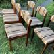 Chairs wood and striped antique fabrics