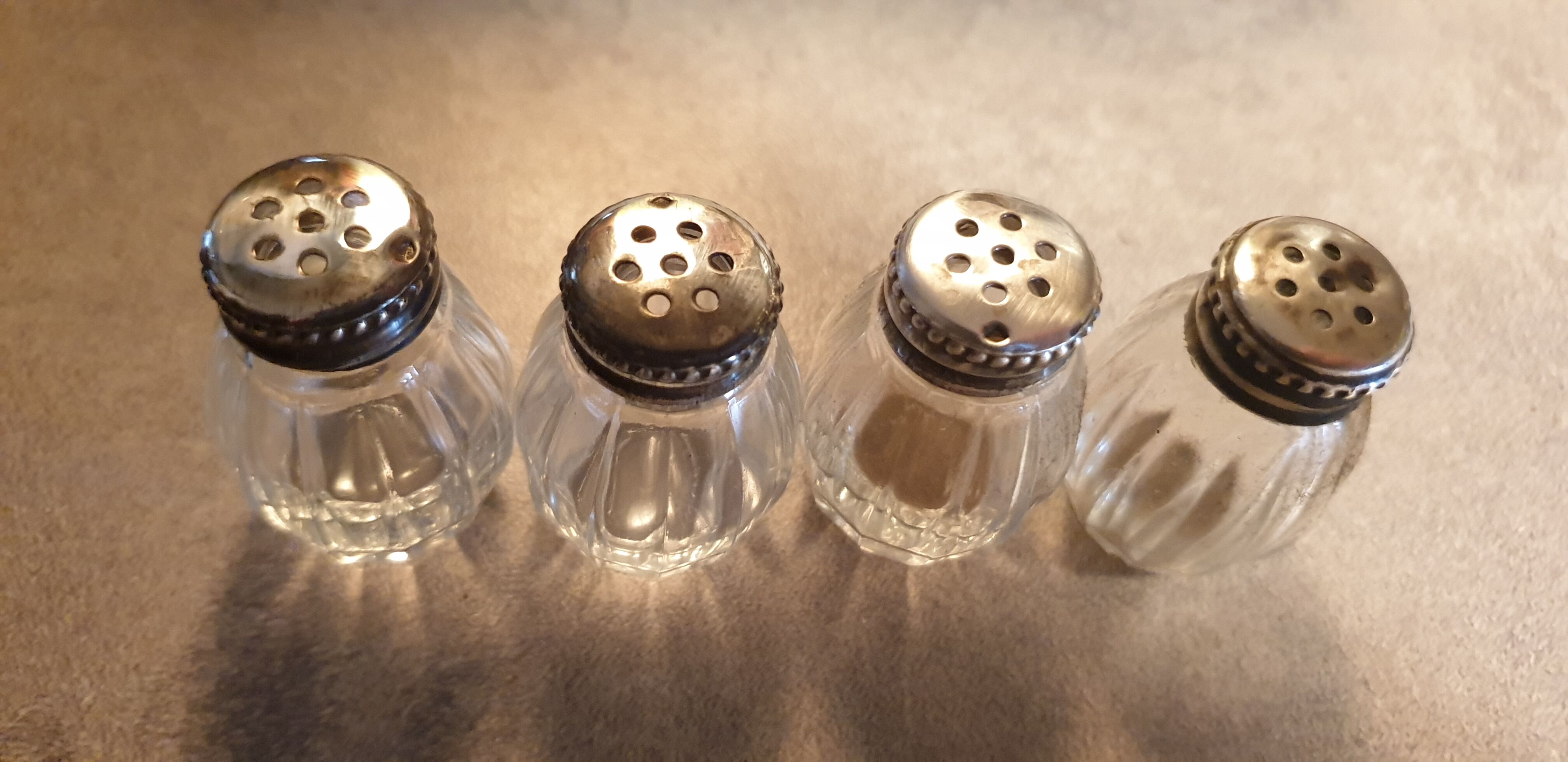 Goldsmith christofle salt shakers salters solid silver & glass