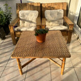 Table basse en rotin carrée - 67 cm