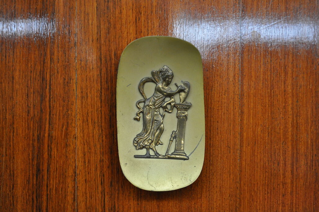 Mahogany pear tree, brass & glass top drawers sideboard from f.lli rigamonti desio, milan, 1940s