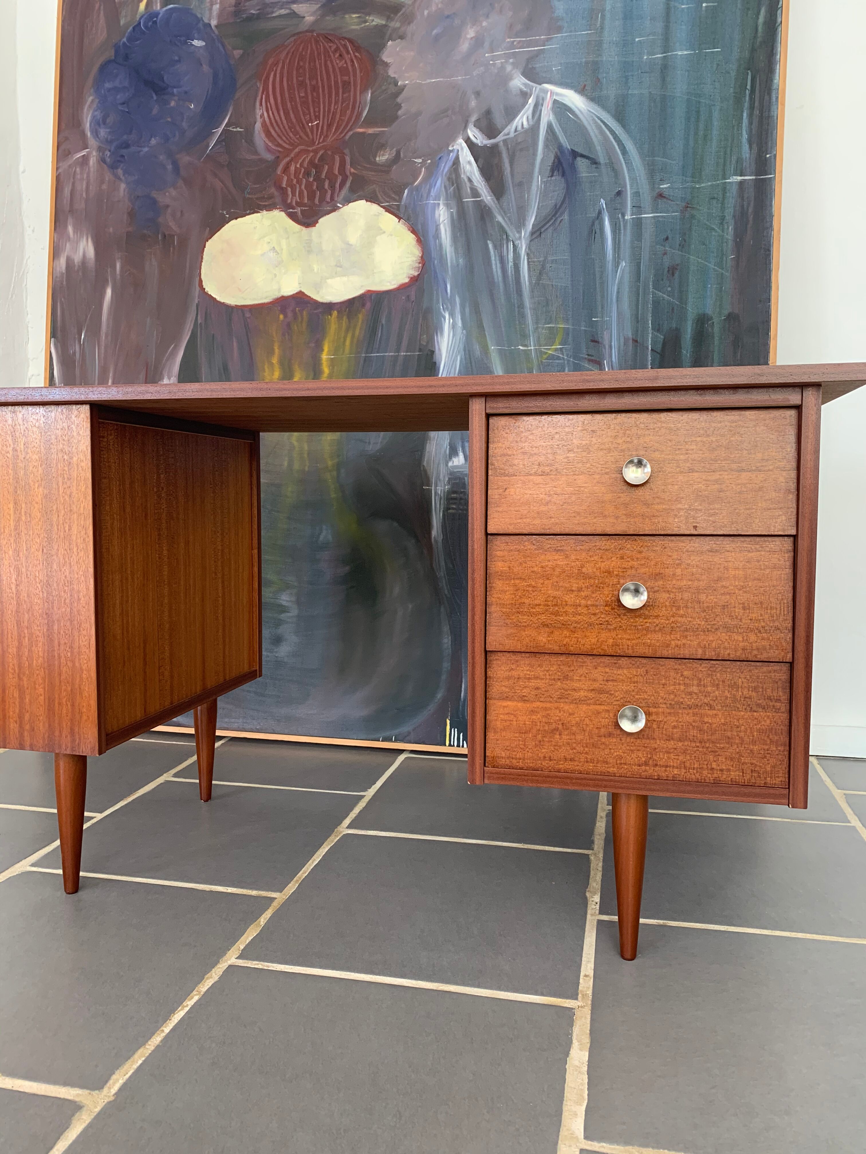 Vintage teak veneer desk 1950