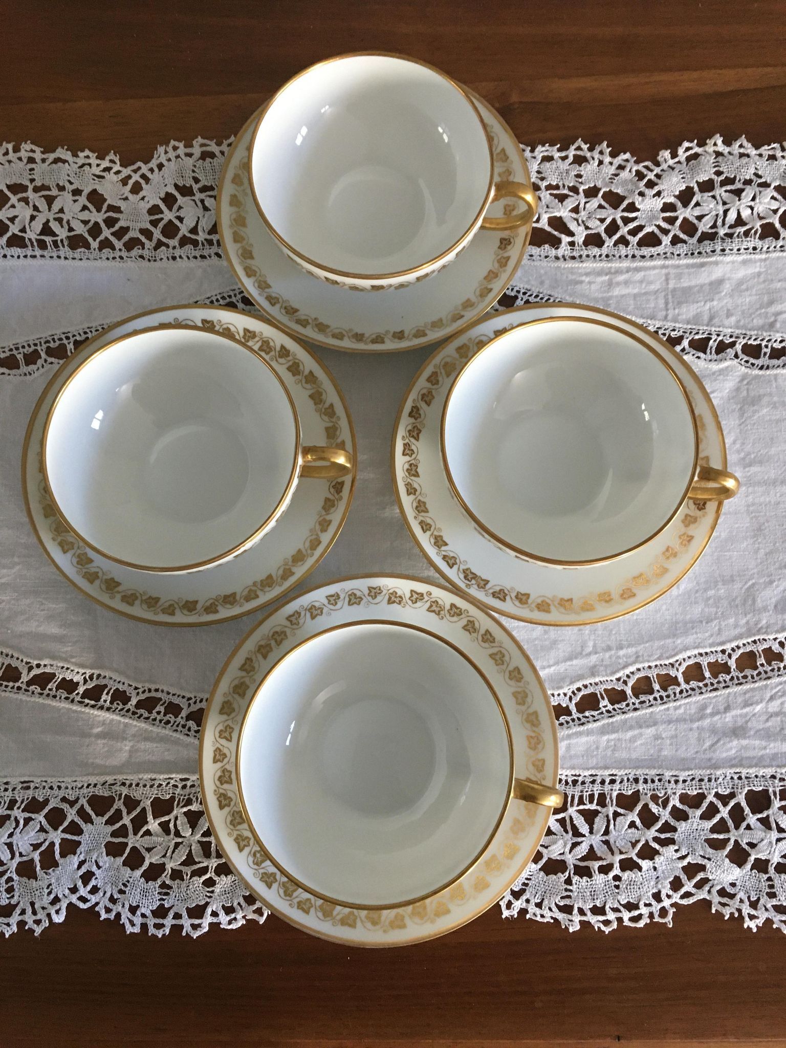 Antique Limoges porcelain tea cups