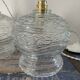Set of two vintage electrified glass pendant lamps