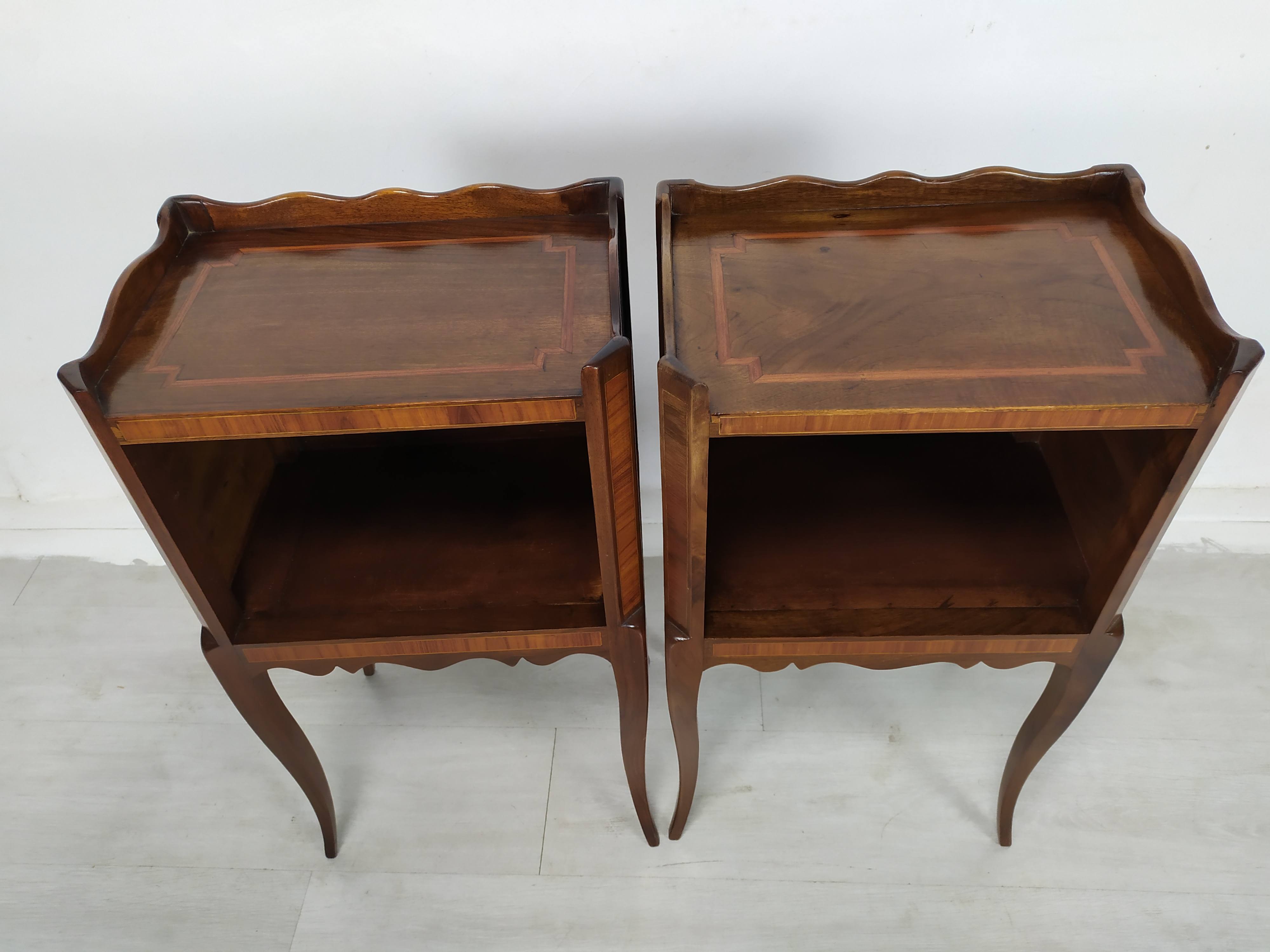 Marquetry bedside tables